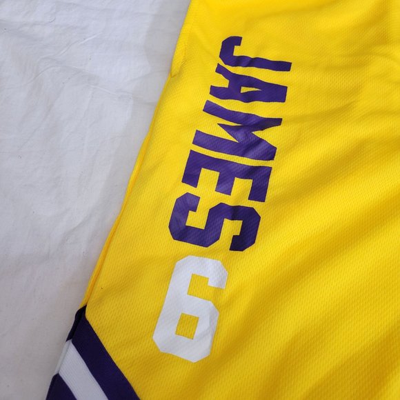 NBA UNK Lebron James #6 LA Lakers Basketball Jersey Shorts Gold Yellow vsmc288f - Picture 5 of 13